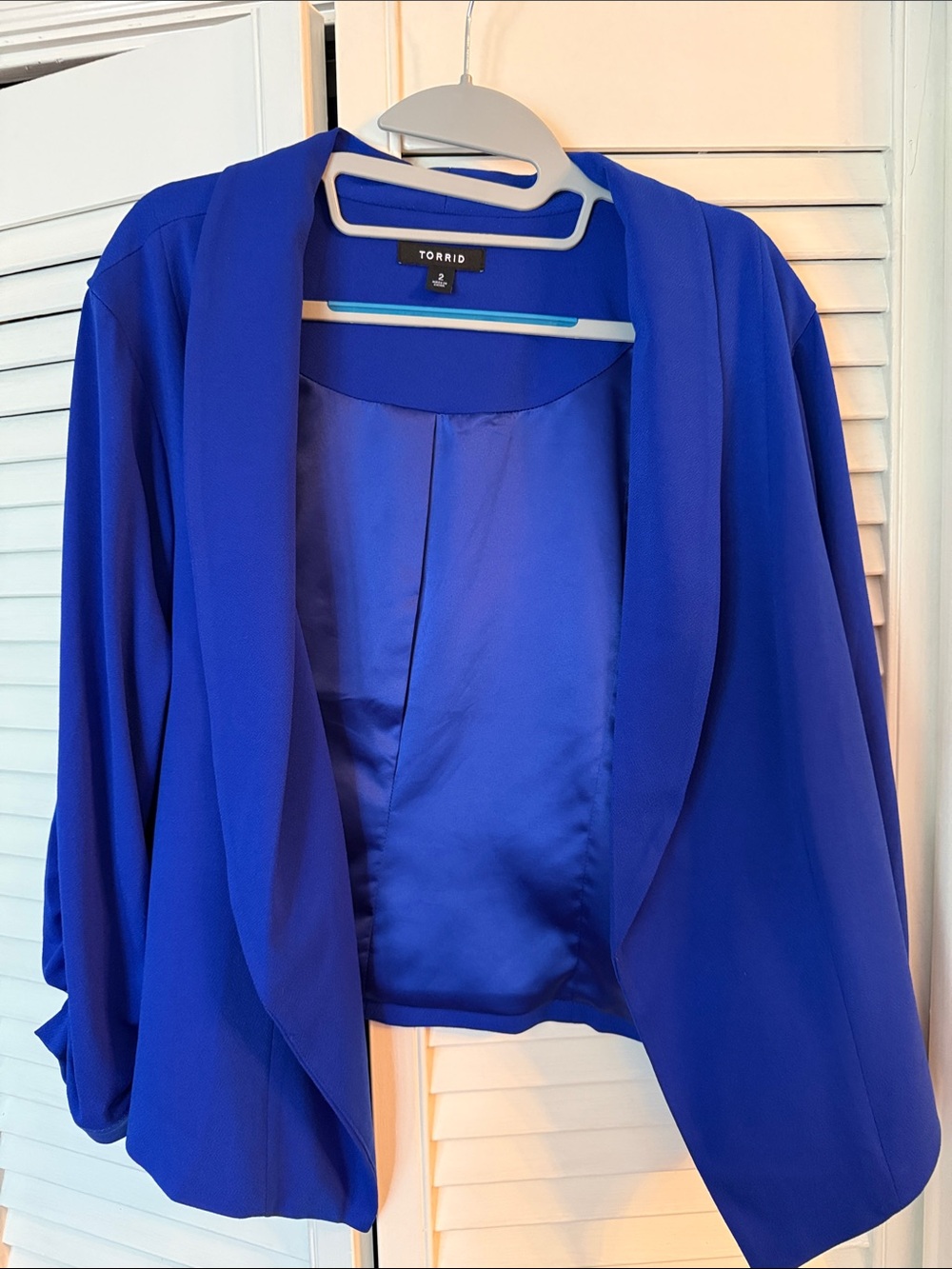 torrid Royal Blue Draped Open-Front Blazer size 2